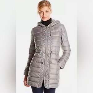 Kenneth Cole New York Hooded Quilted Long Puffer Jacket Coat Size Large NEW